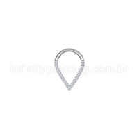 Piercing Argola V Aço Cirúrgico Zircônia Cravejada