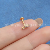Piercing Labret Aço Cirúrgico 3 Folhas Zircônias