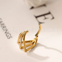 Piercing Argola Gota Titânio Três Fileiras Segmento Articulado Zircônia Cravejada
