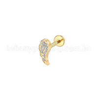 Piercing Labret Aço Cirúrgico Asa Zircônia Cravejada