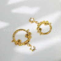 Piercing Argola Titânio Detalhada Com Pingente Estrela