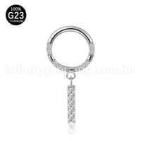 Piercing Argola Titânio Zircônia Frontal Com Pingente Barra