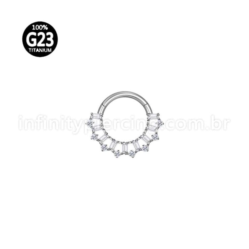 Piercing Argola Titânio Detalhes Zircônia Cravejada