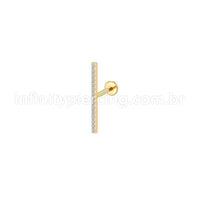 Piercing Labret Aço Cirúrgico Barra 20Mm Zircônia Cravejada