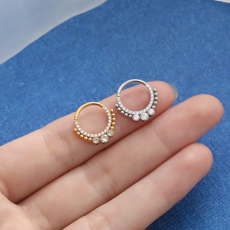 Piercing Argola Segmentada Aço Cirúrgico Zircônia 3 Pedras