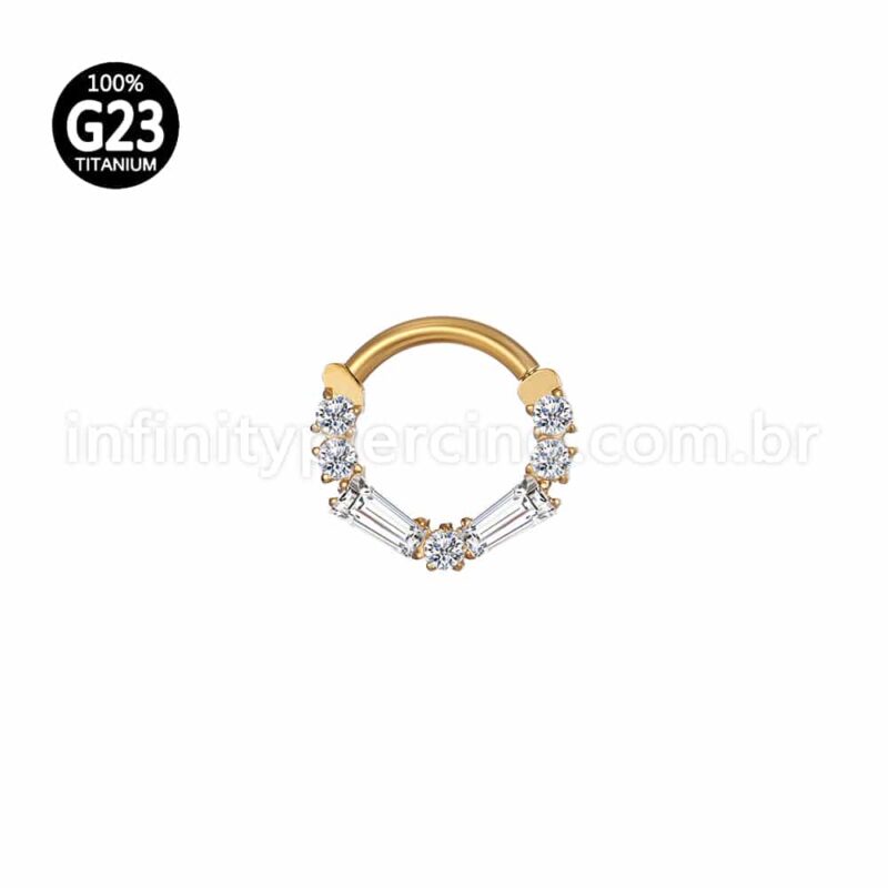 Piercing Argola Titânio Segmento Articulado Zircônia Cravejada
