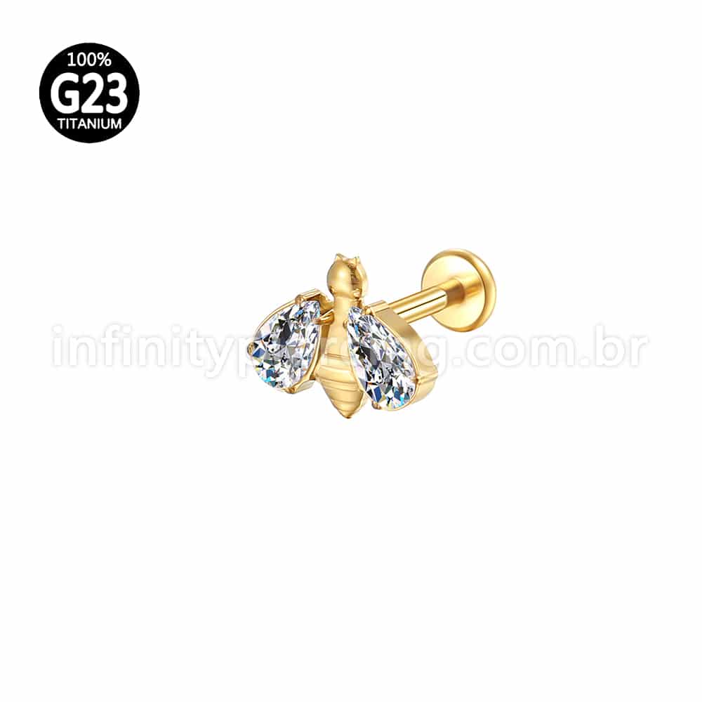Piercing Labret Titânio Abelha Zircônia