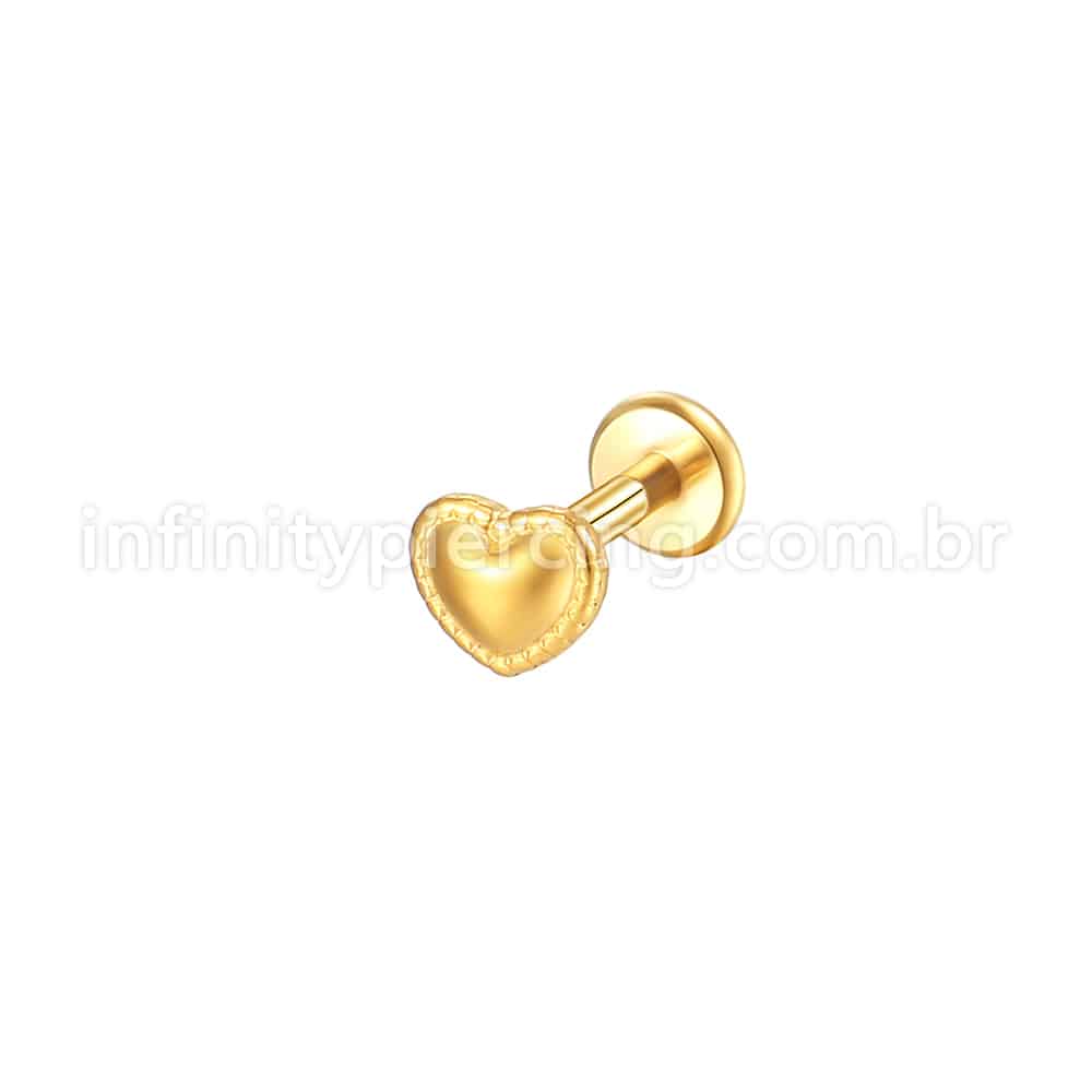 Piercing Labret Aço Cirúrgico Coração