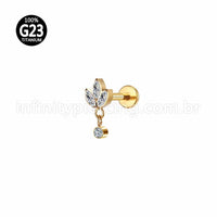 Piercing Labret Titânio Trio Com Pingente Zircônia