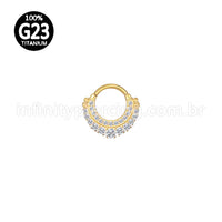 Piercing Argola Titânio 2 Fileiras Zircônia Cravejada