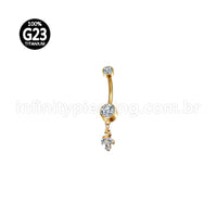 Piercing Banana Titânio Zircônia Pingente Cisne