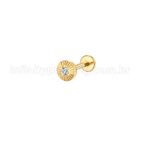 Piercing Labret Aço Cirúrgico Redondo Com Detalhes 1 Zircônia