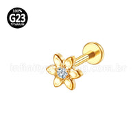 Piercing Labret Titânio Flor Zircônia