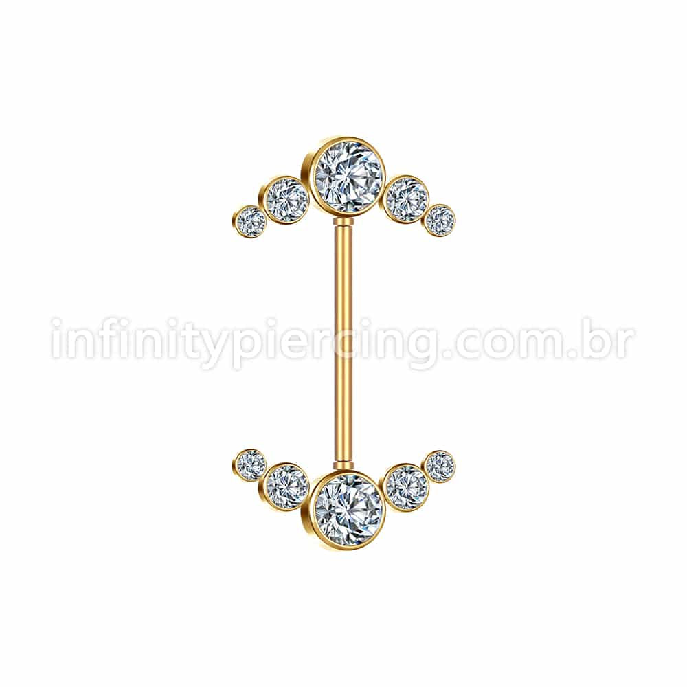 Piercing Mamilo Push Pin Aço Cirúrgico Indiano Zircônia