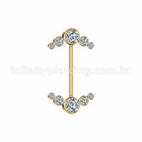 Piercing Mamilo Push Pin Aço Cirúrgico Indiano Zircônia
