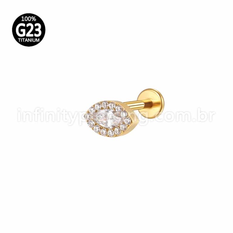 Piercing Labret Titânio Olho Zircônia Cravejada