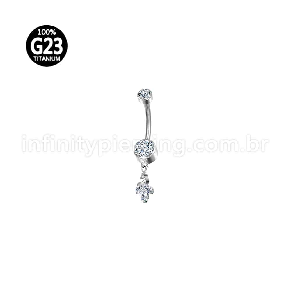 Piercing Banana Titânio Zircônia Pingente Cisne