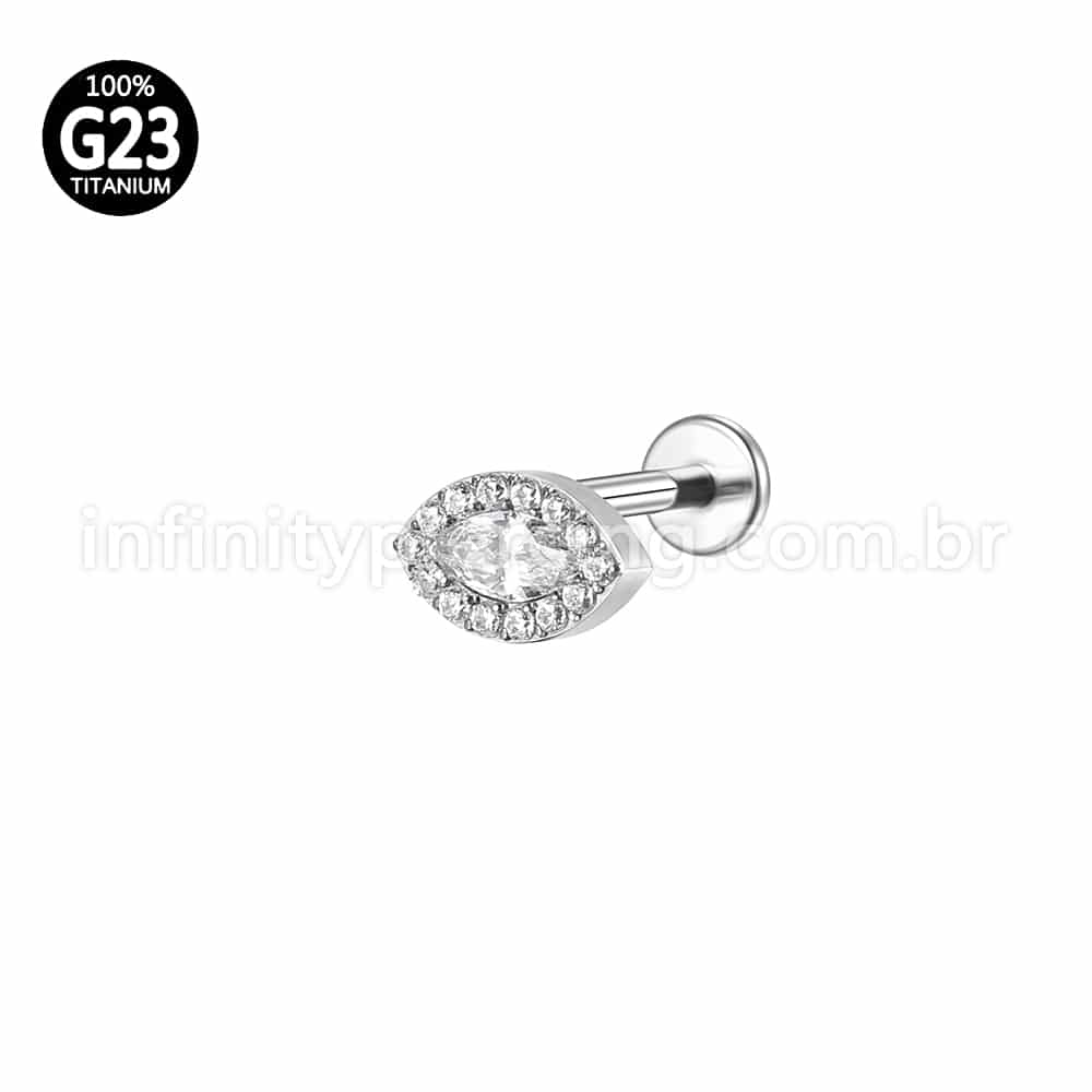 Piercing Labret Titânio Olho Zircônia Cravejada