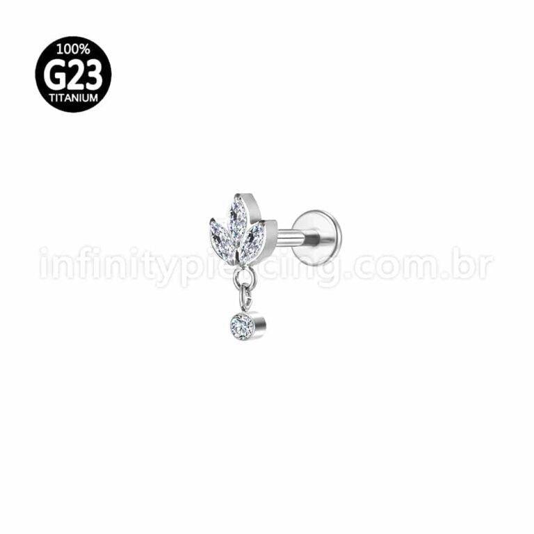 Piercing Labret Titânio Trio Com Pingente Zircônia