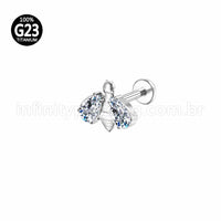 Piercing Labret Titânio Abelha Zircônia