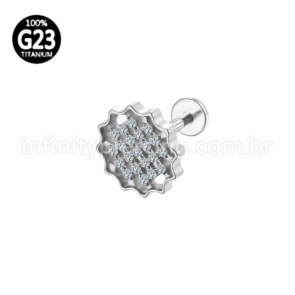 Piercing Labret Titânio Girassol Zircônia