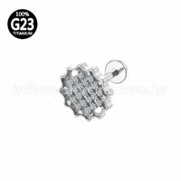 Piercing Labret Titânio Girassol Zircônia