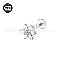 Piercing Labret Titânio Flor Zircônia