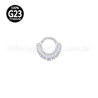 Piercing Argola Titânio 2 Fileiras Zircônia Cravejada