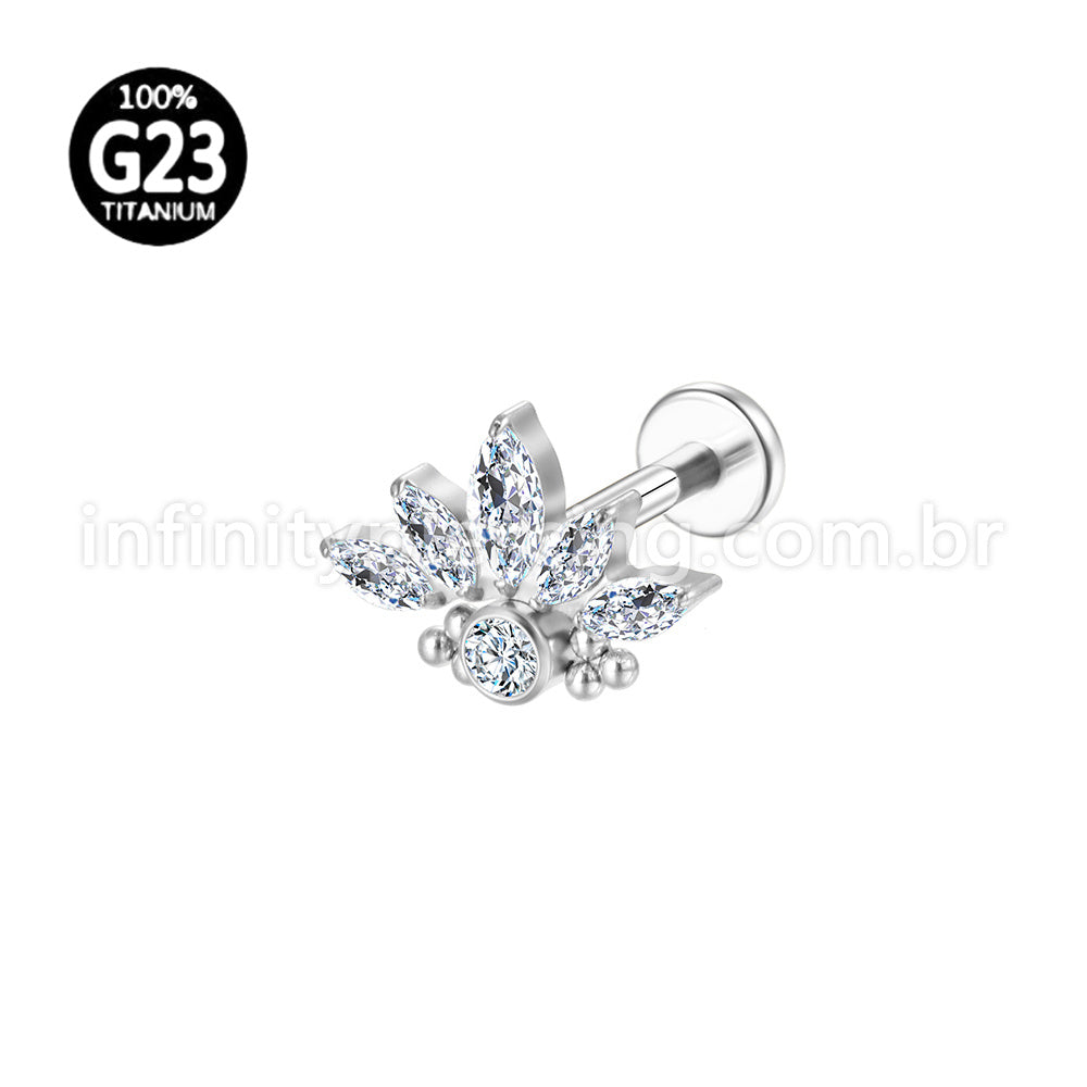 Piercing Labret Titânio Zircônia Cravejada