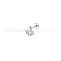 Piercing Labret Aço Cirúrgico Trevo Com Zircônia Cravejada