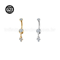 Piercing Banana Titânio Zircônia Pingente Cisne
