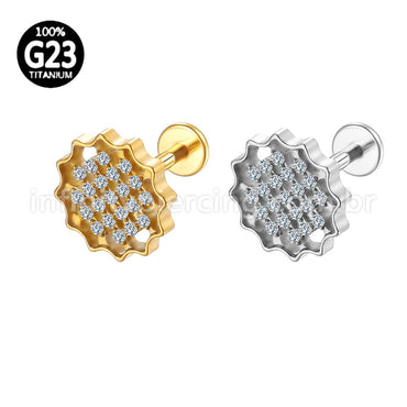 Piercing Labret Titânio Girassol Zircônia