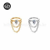 Piercing Argola Titânio Segmento Articulado Corrente Zircônia Gota
