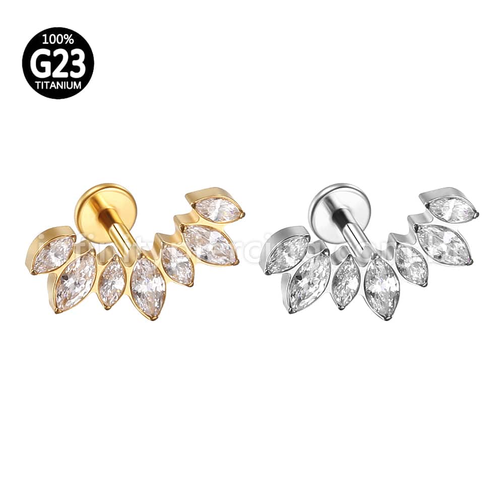 Piercing Labret Titânio 7 Zircônias