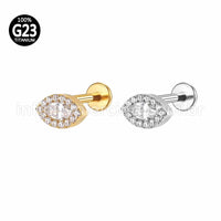 Piercing Labret Titânio Olho Zircônia Cravejada
