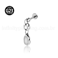 Piercing Labret Titânio Com Pingente Gota