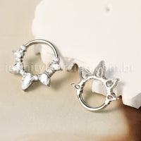 Piercing Argola Titânio Segmento Articulado Zircônia Cravejada Gota