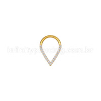 Piercing Argola V Aço Cirúrgico Zircônia Cravejada