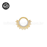 Piercing Argola Titânio Segmento Articulado Detalhado Zircônias Cravejadas