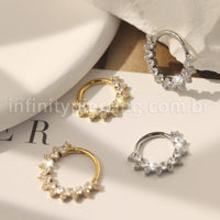 Piercing Argola  Aço Cirúrgico Segmento Articulado Zircônias