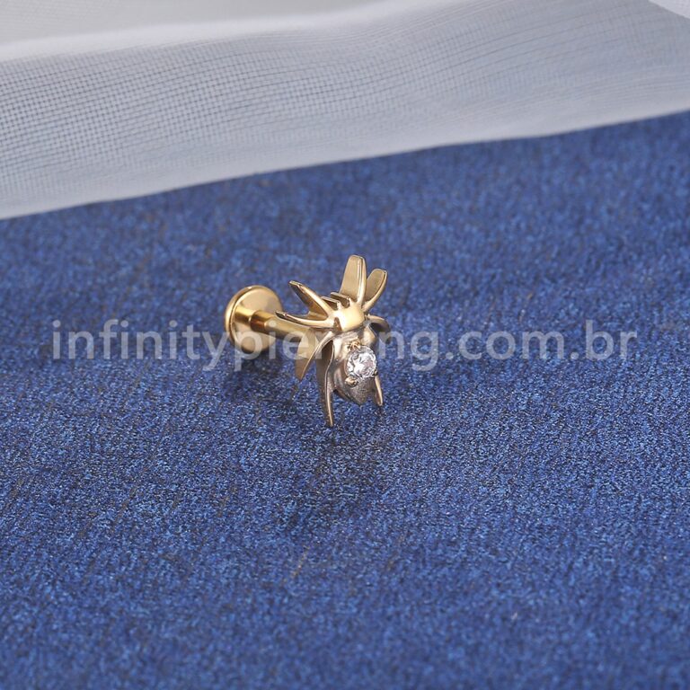 Piercing Labret Titânio Aranha Com Zircônia Cravejada