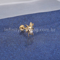 Piercing Labret Titânio Aranha Com Zircônia Cravejada