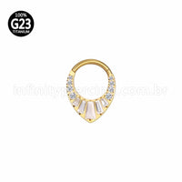 Piercing Argola Titânio Segmento Articulado Zircônia Cravejada Gota
