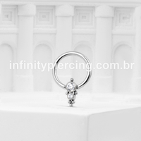 Piercing Captive Aço Cirúrgico 2 Pedras Zircônia