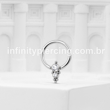 Piercing Captive Aço Cirúrgico 2 Pedras Zircônia