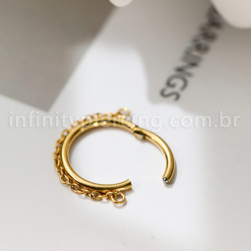 Piercing Argola Titânio Com Corrente