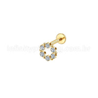 Piercing Labret Aço Cirúrgico Redondo 6 Zircônia