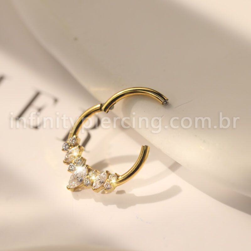 Piercing Argola  Aço Cirúrgico Segmento Articulado Zircônias