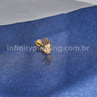 Piercing Labret Aço Cirúrgico Mão Com Zircônia