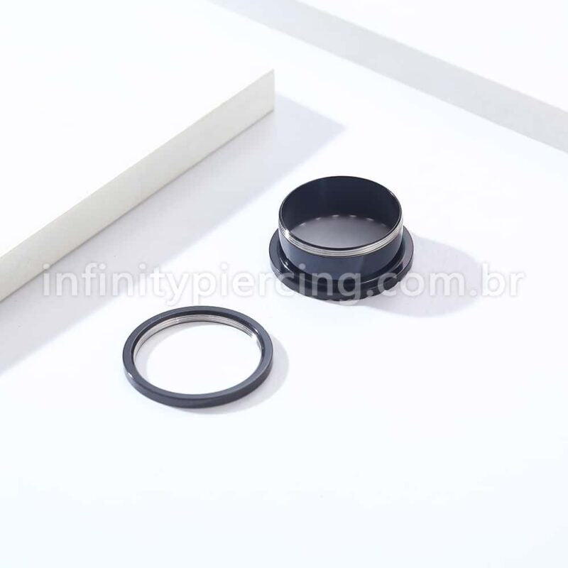 Alargador Aço Cirúrgico Black Detalhado